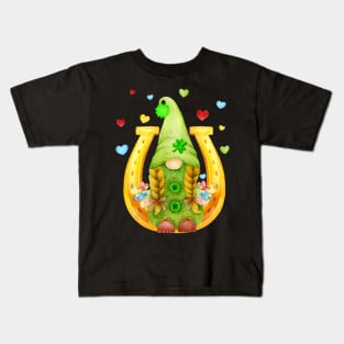 Gnome and Horseshoe Autism Patrick's Day Kids T-Shirt